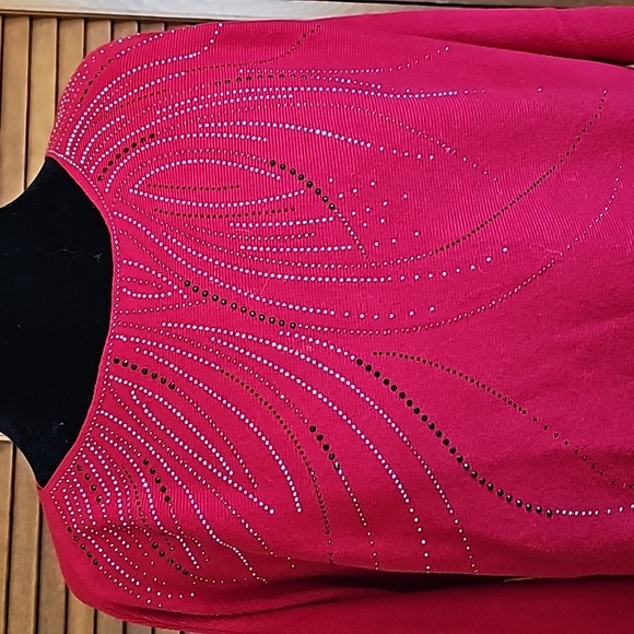 Siren Lily red with sequin embellishments knit sweater - Picture 4 of 8